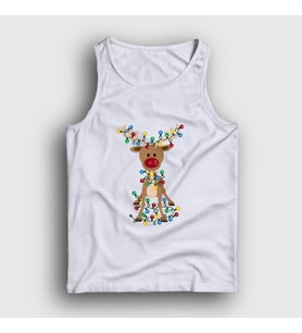 Presmono Unisex Beyaz Adorable Reindeer Geyik Yılbaşı Atlet 364460tt (Beyaz)