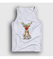 Presmono Unisex Beyaz Adorable Reindeer Geyik Yılbaşı Atlet 364460tt (Beyaz)