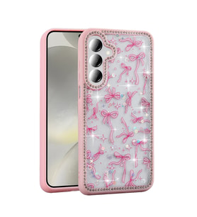 Lexroo Galaxy A55 Kılıf Taşlı ve Simli Tasarım Azra Kılıf - Pembe