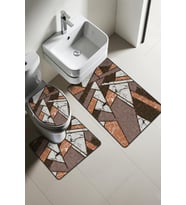 Modern Desenli Dijital Baskı 3’lü Banyo Paspas Takımı Yıkanabilir Kaymaz Tabanlı Klozet Takımı KLZ0064 (Çok Renkli)