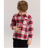 LCW Kids Bordo Ekose Uzun Kollu Erkek Çocuk Gömlek