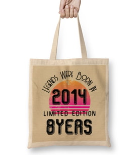 2014 Birthday Gift - Made, Born in 2014 Gift - 8 Year Old Birthday Gift Vintage Style Bez Çanta Uzun Saplı