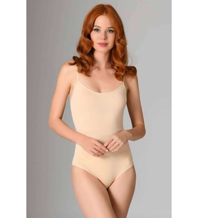 İp Askılı Kadın Çıtçıtlı Body Ten Rengi