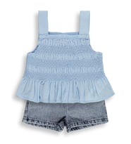 Civil Baby Denim Şortlu Askılı 6-18 Ay Takım - Mavi