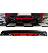 Peugeot 407 2004-2008 Kırmızı Krom Kare Egzozlu Difüzör Difizör Mat Siyah