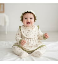 KIZ BEBEK MİNİZEYN 0-3 AY ÇITIR ÇİÇEK 5Lİ SET %100 PAMUK (Ebru Yeşil)
