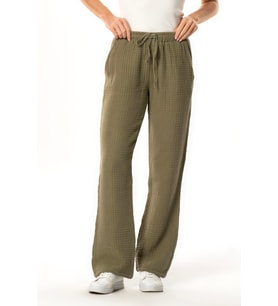 Beli Lastikli Multi Çift Cepli Müslin Kadın/Erkek Unisex Yazlık Pantolon Haki Hk