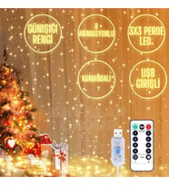 Usb Girişli RGB Şerit LED 8 Çeşit Animasyonlu Kumandalı Dekoratif Aydınlatma- 3X3 Metre Günışığı Perde - TV Arkası, Tavan Ve Oda LED Işık