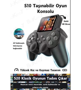 Taşınabilir El Konsolu Retro Oyun Makinesi 2.4 inç Ekrana Sahip 520 Oyunlu Televizyona Bağlanabilir