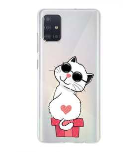 Samsung Galaxy A51 Uyumlu Kapak Cool Cat Tasarımlı Şeffaf Silikon Kılıf