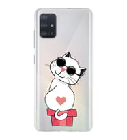 Samsung Galaxy A51 Uyumlu Kapak Cool Cat Tasarımlı Şeffaf Silikon Kılıf