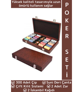 Elit Texas Holdem Casino Blackjack 300 Çipli Çift Kilit Sistemli Suni Deri Çantalı Poker Oyun Seti