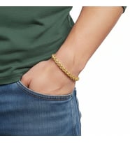 Erkek Hasır Örgü Çelik Zincir Bileklik 6mm (Altın)