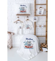 Pia Baby Premium %100 Pamuk Yenidoğan Erkek Bebek Hastane Çıkışı Hediyelik Zıbın Set 5084-02 (Ekru)