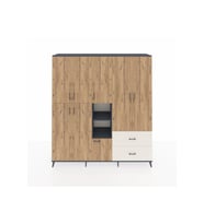 Hyperion Dolap 12 Raflı 2 Çekmeceli Tek Askılı 220x44x243 Antrasit-Çam/Aytaşı