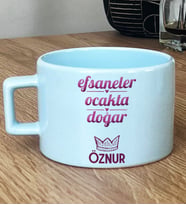Kişiye Özel Kova Oğlak Burcu Hediye Pastel Fincan Doğum Günü Hediyesi (Mavi)