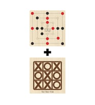 Ahşap Tic-tac-toe + 9 Taş Akıl, Zeka, Strateji ve Beceri Oyunları Seti