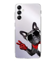 PrintiFy Samsung Galaxy A14 ile Uyumlu 1mm Slim Fit Köpek 2 050e Baskılı Şeffaf  Kılıf