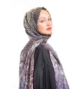 Hasır Desen Pavia Seri Şal Eşarp Askısı ile Birlikte 90X200 cm Krem Mor-90X200