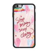iPhone 6 Plus Pembe Motto Tasarımlı Glossy Telefon Kılıfı