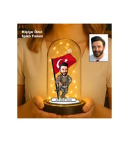 Kişiye Özel Erkek Karikatür Fanus  Meslek ve Hobi Temalı Işıklı Biblo