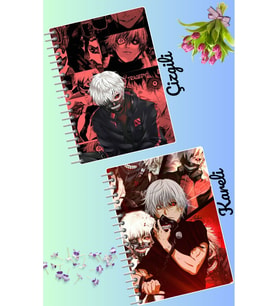 Tokyo ghoul defter seti 2 adet A4 boyutu 21*30 çizgili + kareli 60 syf