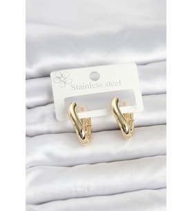 316L Çelik Gold Renk Asimetrik Halka Model Kadın Küpe TJ-BKP11853