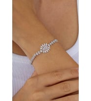Gümüş Pazarım Pırlanta Montür Göz Model Gümüş Bileklik (Sarı)