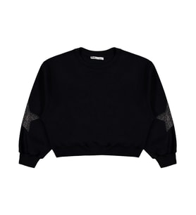 Civil Girls Taşlı Yıldız Nakışlı 10-13 Yaş Sweatshirt - Siyah