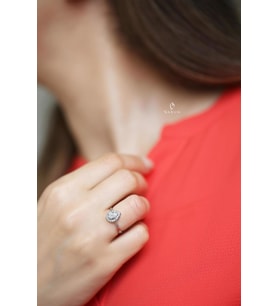 Damla Model 1 Carat Görünümünde Beyaz Taşlı Gümüş Rengi 925 Ayar Pırlanta Model Gümüş Yüzük