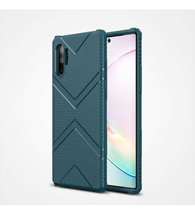 Galaxy Note 10 Plus Kılıf Köşeleri Airbagli Parmak İzi Yapmayan Hank Silikon Kılıf (Yeşil)