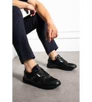 Siyah - Erkek Sneaker Fileli Günlük Rahat Ayakkabı (Siyah)