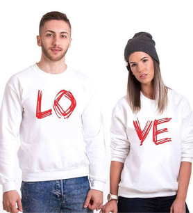 Tshirthane Lo Ve Aşk Sevgili Kombinleri Sweatshirt Kombini (Tek Ürün Fiyatıdır.)