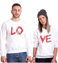 Tshirthane Lo Ve Aşk Sevgili Kombinleri Sweatshirt Kombini (Tek Ürün Fiyatıdır.)
