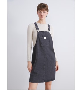 LCW Comfort Siyah Kare Yaka Jean Salopet Elbise