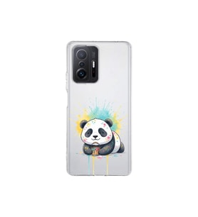 Xiaomi Mi 11T Pro ile Uyumlu Splash Panda Tasarımlı Şeffaf Silikon Kılıf