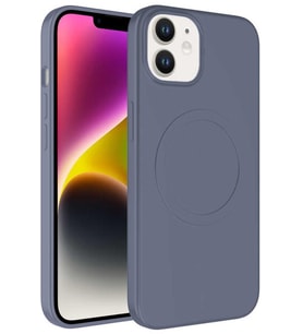 Apple iPhone 12 Kılıf Magsafe Wireless Şarj Özellikli Pastel Renk Silikon Mat Kapak (Lavanta)