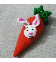 Sevimli Havuç Çıngırak Amigurumi Organik Oyuncak