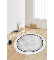 Dijital Baskılı Kaymaz Taban Yıkanabilir Yuvarlak Salon Halısı Koridor Halısı Paspas NDY-SD-1128 (Gri)