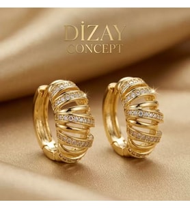 Xuping Gold Sıralı Zirkon Taşlı Sarmal Küpe