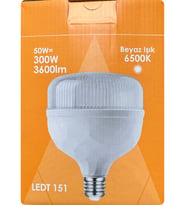 (1 Adet) Osaka 50W (300W) Beyaz Işık E27 Duylu (Kalın Duy) Led Torch Ampul