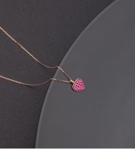 925 Ayar Gümüş Pembe Taşlı Kalp Kolye