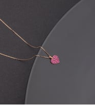 925 Ayar Gümüş Pembe Taşlı Kalp Kolye