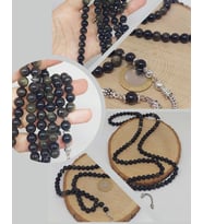 Golden & Siyah Obsidyen Taşı 99luk Tesbih 8mm (1250)