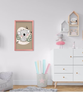 BK Home Sevimli Koala Tasarımlı Dekoratif Pembe Ahşap Çerçeveli Çocuk Odası Tablo-1