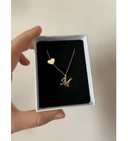 Kişiye Özel 925 Ayar Gümüş Harf ve Kalp Kolye (Gold)