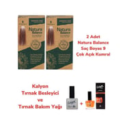 NATURA BALANCE SAÇ BOYASI 9 ÇOK AÇIK KUMRAL BAKIR 2 ADET + KALYON TIRNAK BESLEYİCİ VE BAKIM YAĞI