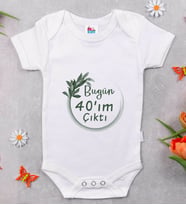 BK Kids 40'ım Çıktı Tasarımlı Beyaz Bebek Body Zıbın-1