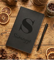 Kişiye Özel Baş Harf ve İsim Yazılı Defter Doğum Günü Hediyesi (Siyah)