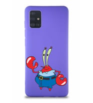 Samsung Galaxy M31S Soft Premier Kapak Bay Yengeç Tasarımlı Silikon Kılıf - Mor (Şeffaf)